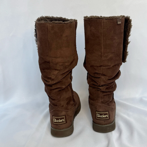Skechers Keepsakes Slouch Tall Winter Boots Chocolate Brown Faux Fur Lined 6.5 - Picture 6 of 10